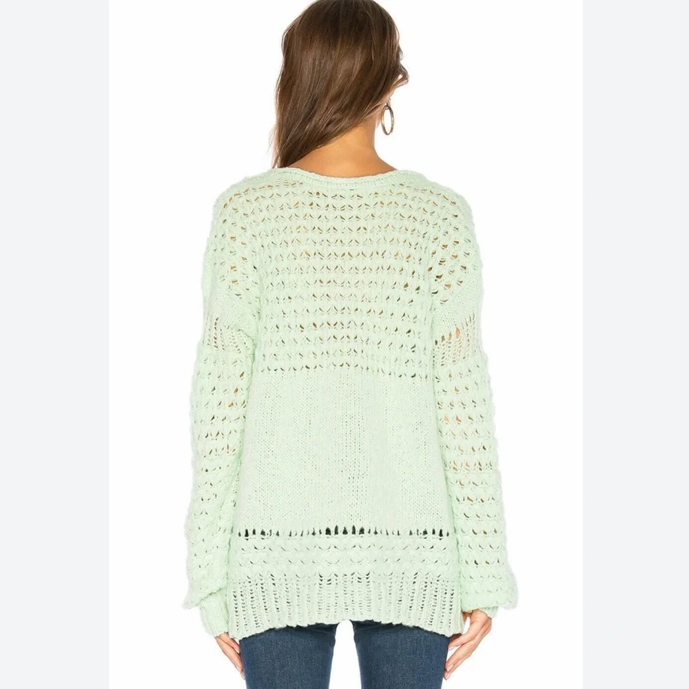 Free People Crashing Waves Pullover Sweater Mint Size Large